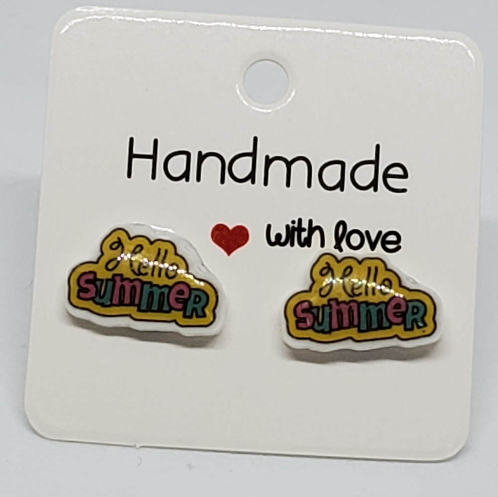 3/$20 Shrinky Dink Hello Summer Stud Earrings